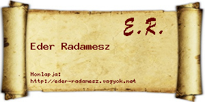 Eder Radamesz névjegykártya